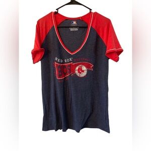 Boston Red Sox Distressed Print Women's Size Large Short Sleeve T Shirt‎